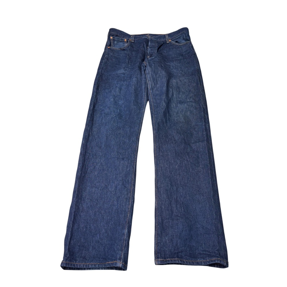 Levis 501 Original Fit Jeans Mens 38x36 Indigo Blue Cotton Button Fly Denim